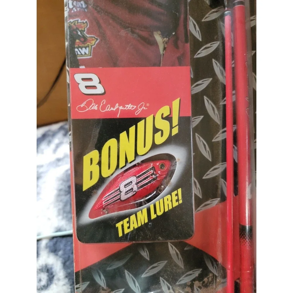 Dale Earnhardt Jr. Zebco Fishing Combo Reel Pole Tackle Box NASCAR NIB 2004